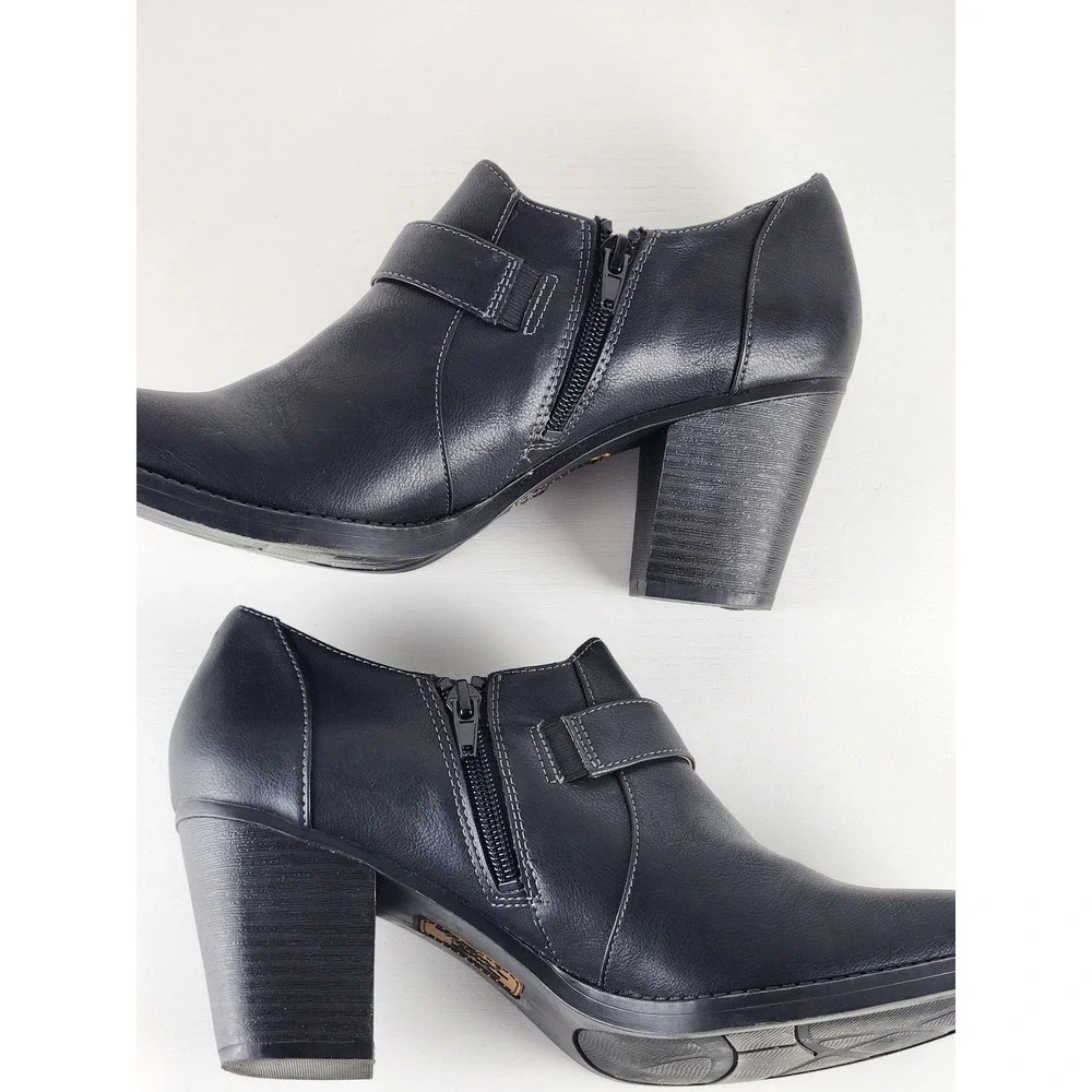 Natural Soul by Naturalizer Ankle boots Black Faux Booties Block Heel Size 10